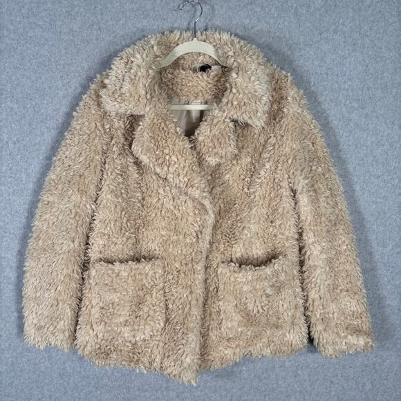 H&M Divided Jacket‎ Womens Small Teddy Sherpa Fuzzy Faux Fur Boho Grunge Coat - Picture 1 of 10
